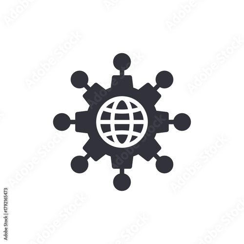 Global Connection System Network Hub Flat Icon Symbol