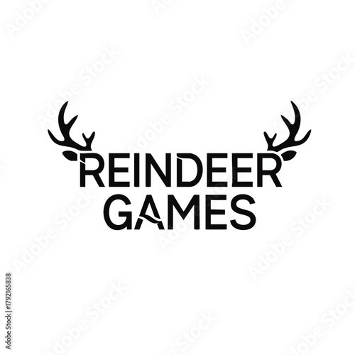 Reindeer games text with antlers for christmas