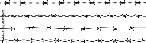 Barbed wire types, fencing comparison, security materials, twisted strands, sharp barbs, industrial design, protective barrier, wire texture, danger symbol