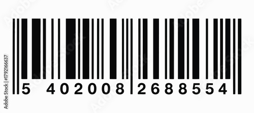 Barcode icon, isolated line illustration for product labeling, retail scanning, inventory management, e-commerce, and packaging design, minimalist linear barcode graphic