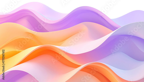 A vibrant abstract composition features undulating, layered waves of color gradients, creating a dynamic and flowing visual effect