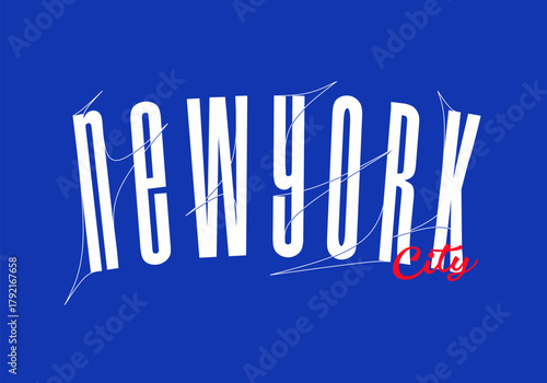 Retro college varsity typography new york city slogan with grunge effect for jersey, t-shirt, or wall art design - Vector