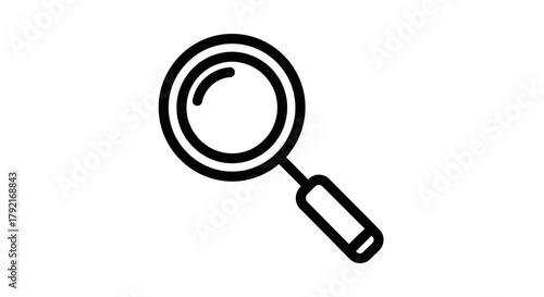 A simple line drawing of a magnifying glass against a plain white background.