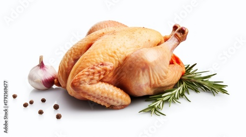 roasted chicken,whole chicken,garnished with rosemary,close-up,photorealistic,high resolution,detailed texture,4k,studio lighting
