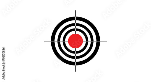 A red bullseye target with concentric black rings and crosshairs.