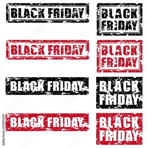 ブラックフライデーの黒と赤の擦れたスタンプセット（BLACK FRIDAY）