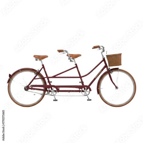 Vintage green tandem bicycle isolated on transparent background