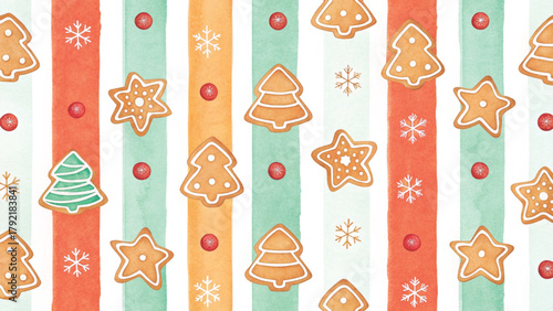 Christmas cookies with colorful icing minimalist yet joyful pattern white background Vector background 