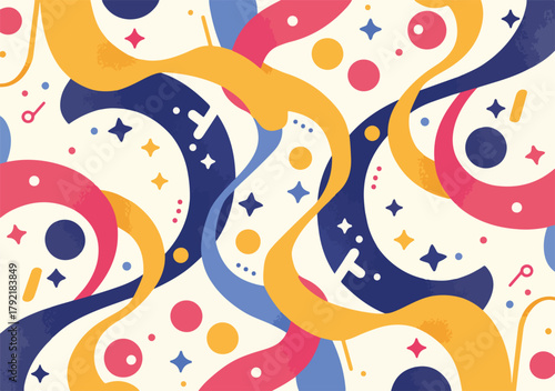 Fondo abstracto de vector con formas fluidas y colores vibrantes, ideal para diseño gráfico y celebraciones.