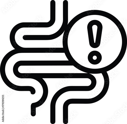 Medical Intestine Warning Line Icon Symbol Diagnoses Digestive System Health Care Illness Patient Body