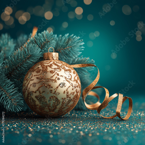 Gold Glitter Christmas Ornament Close-Up