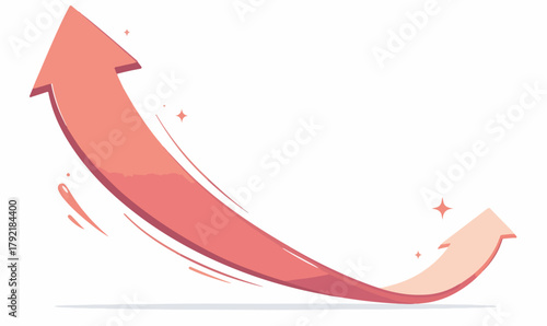 Flecha de vector ascendente estilizada con efecto de movimiento y brillo, simbolizando crecimiento y éxito.