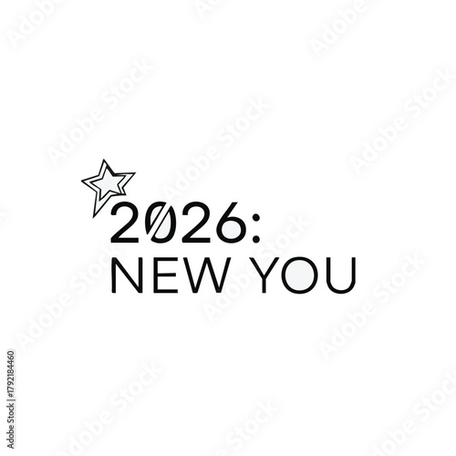 2026 new you text with star illustration