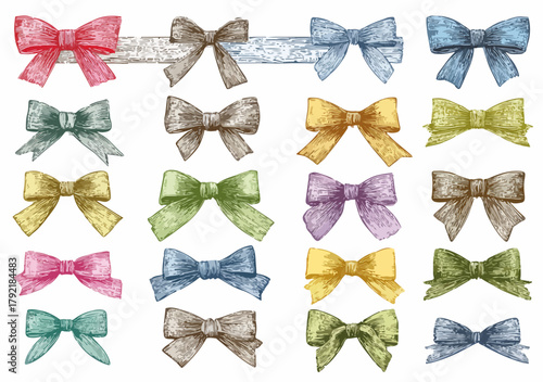 Colección de vectores de lazos de regalo de colores, diseño de elementos decorativos para celebraciones.