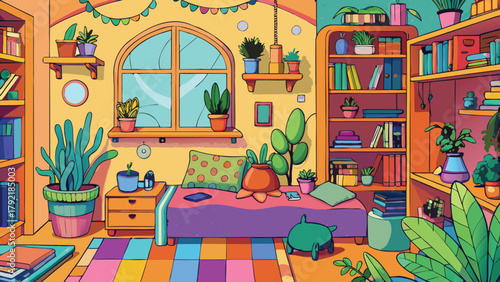 Interior of the old house cartoonish background vector illustration ai generated