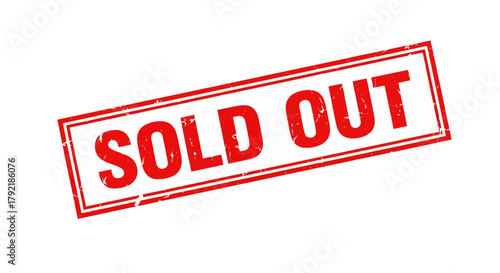 Vintage-style red rubber stamp seal with the words Sold Out. An isolated vector graphic design element for business and retail concepts