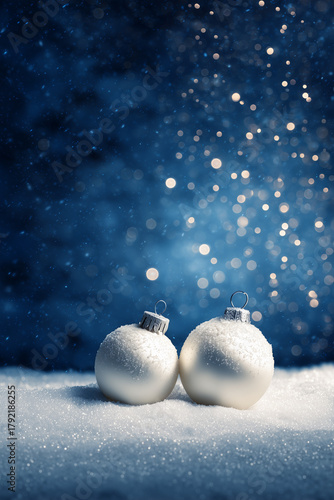 Winter Scene With Snowy Christmas Baubles 