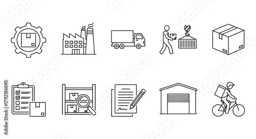 Photos Thin line icons representing logistics and delivery services