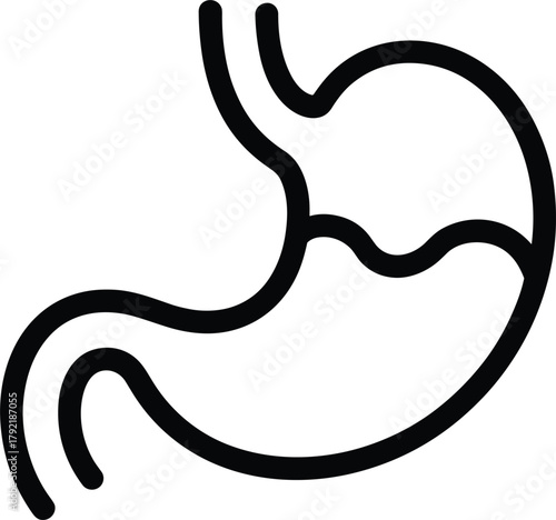 Stomach Icon for Digestive System Health and Anatomy Illustration Vector Symbol Design