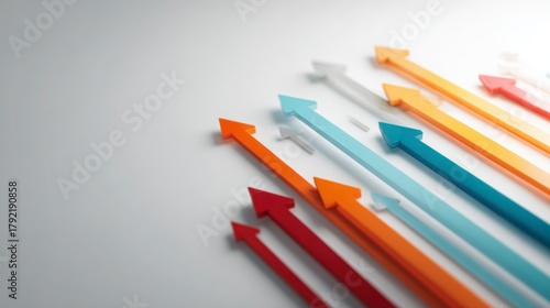 Graph arrows rising over neutral white with free space right