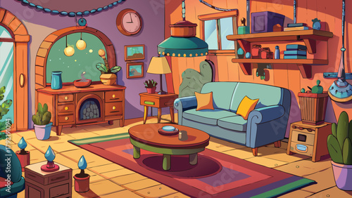 Interior of a house kids cartoon room vector illustration ai generated