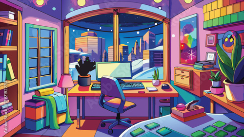 Vibrant children playing room or study room vector illustration ai generated