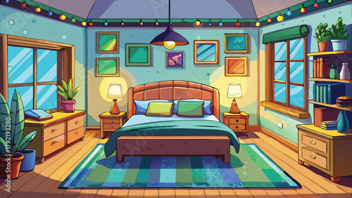 Interior of the kids bedroom vector illustration ai generated