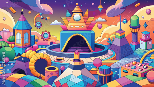 Digital illustration in a vibrant and colourful vector illustration ai generated