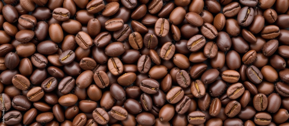 Fototapeta premium Coffee beans arranged in a textured pattern, showcasing their rich brown colors.