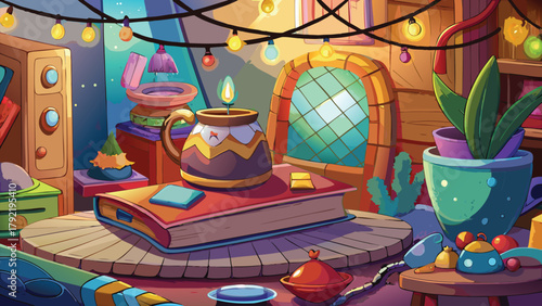 A digital kids study room illustration in a cartoon like style vector illustration ai generated