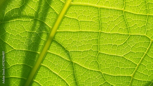 mesophyll. Close-up of leaf veins in sunlight, intricate natural patterns and botanical details. gardening catalogs, home-decor guides, designed for home decor and floral branding.