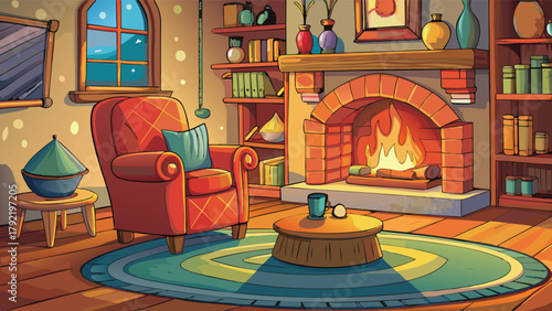 A cozy indoor setting with a warm inviting ambient light vector illustration ai generated