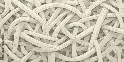 Patrón abstracto de líneas entrelazadas de color beige, diseño de vector complejo y orgánico