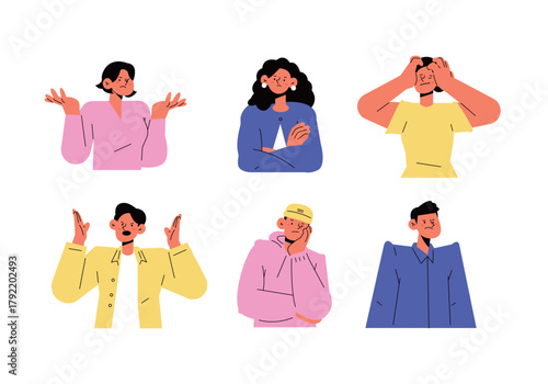 Diverse Characters Expressing Various Emotions and Moods