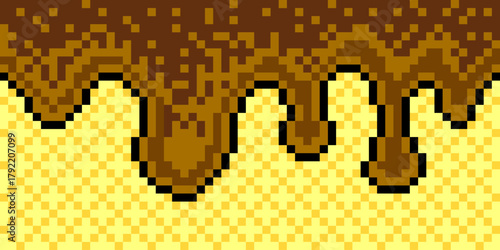 Chocolate glaze pixel art on wafer background