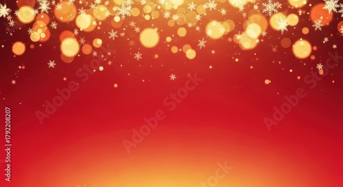 Golden bokeh lights on red festive background