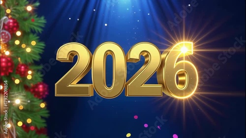 Bright shining numbers of 2026. Happy New Year greetings.