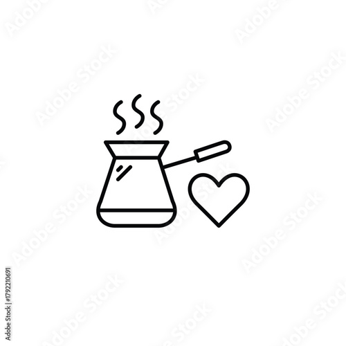 Coffee cezve, brewing favorite drinks. Pixel perfect, editable stroke vector icon