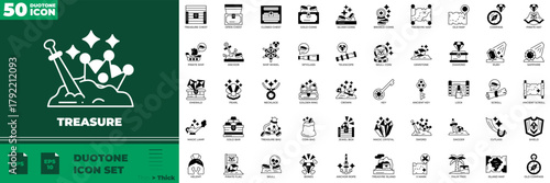 Treasure Duotone Editable Icons set