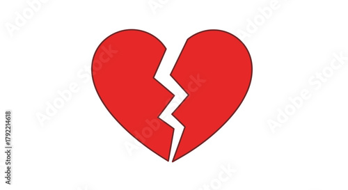 Broken Red Heart Symbolizing Heartbreak and Emotional Pain.