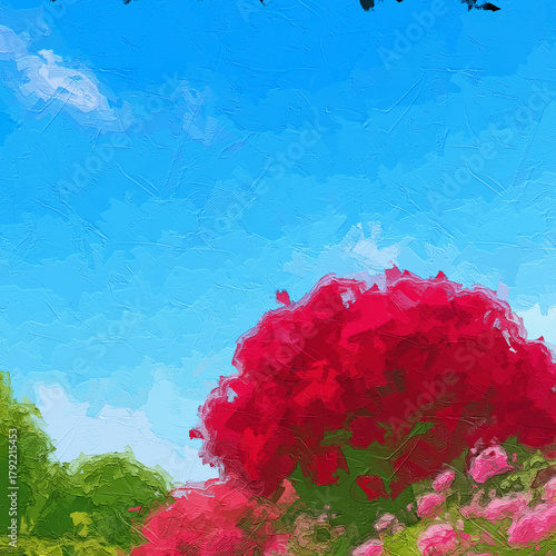 Obraz na plátně Various oil paintings, flowers, chrysanthemums, roses, peonies, butterflies, vil
