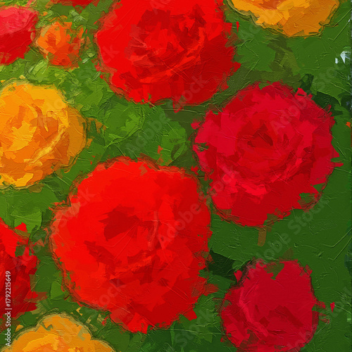 Obraz na plátně Various oil paintings, flowers, chrysanthemums, roses, peonies, butterflies, vil