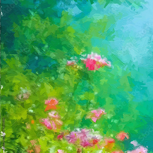 Obraz na plátně Various oil paintings, flowers, chrysanthemums, roses, peonies, butterflies, vil