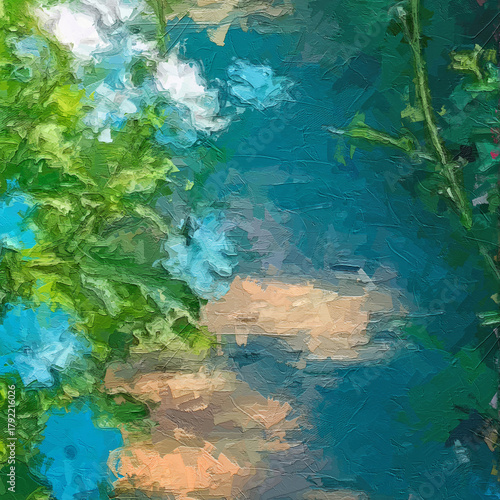 Fotografie Various oil paintings, flowers, chrysanthemums, roses, peonies, butterflies, vil
