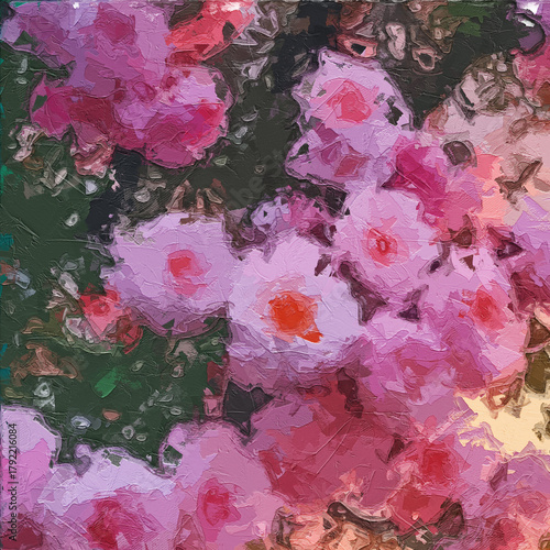Fotografie Various oil paintings, flowers, chrysanthemums, roses, peonies, butterflies, vil