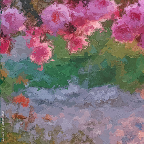 Obraz na plátně Various oil paintings, flowers, chrysanthemums, roses, peonies, butterflies, vil