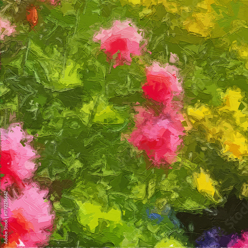 Fotografie Various oil paintings, flowers, chrysanthemums, roses, peonies, butterflies, vil