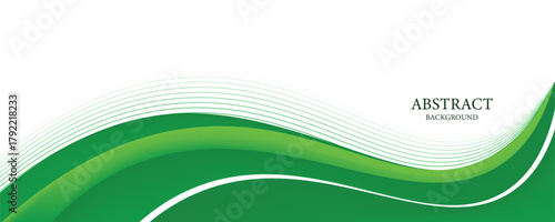 Abstract White and Green wave wide background banner