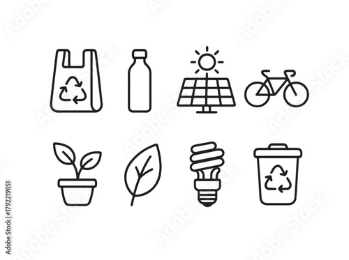 simple eco lifestyle icon set