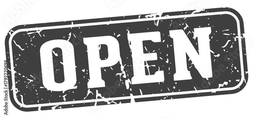 open rectangular sign. open stamp